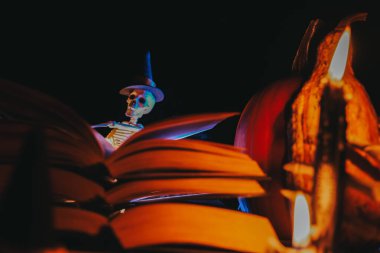 Sonbahar Edebiyatı. Cadılar Bayramı Dekorasyonlu İskelet Okuma Kitabı. Cary Cadılar Bayramı Hikayeleri. Cadı Şapkalı İskelet Okuma Büyülü Kitap.