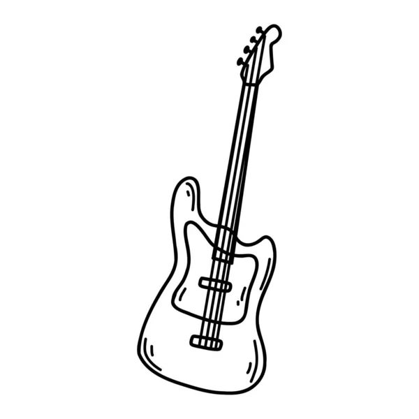 Guitare Électrique Doodle Illustration Vectorielle Instrument Musique Contour Noir Pour — Image vectorielle