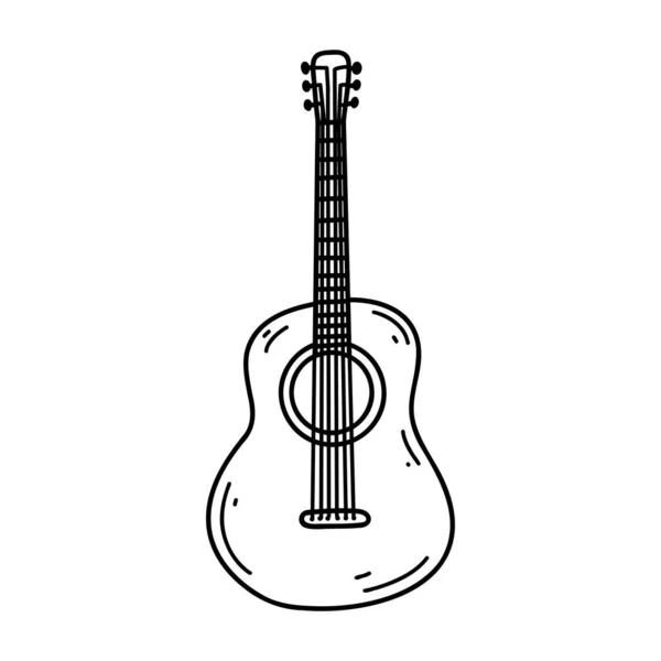 Doodle Gitaar Vector Schets Illustratie Van Muziekinstrument Zwarte Outline Kunst — Stockvector