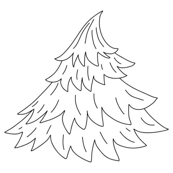 圣诞树涂鸦 卡通元素 矢量素描 黑色网页设计艺术 印刷品 彩色页面 — 图库矢量图片