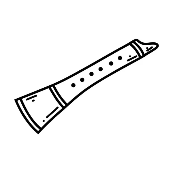 Doodle Flute Pipe Vector Sketch Illustration Musical Instrument Black Outline — Stock Vector