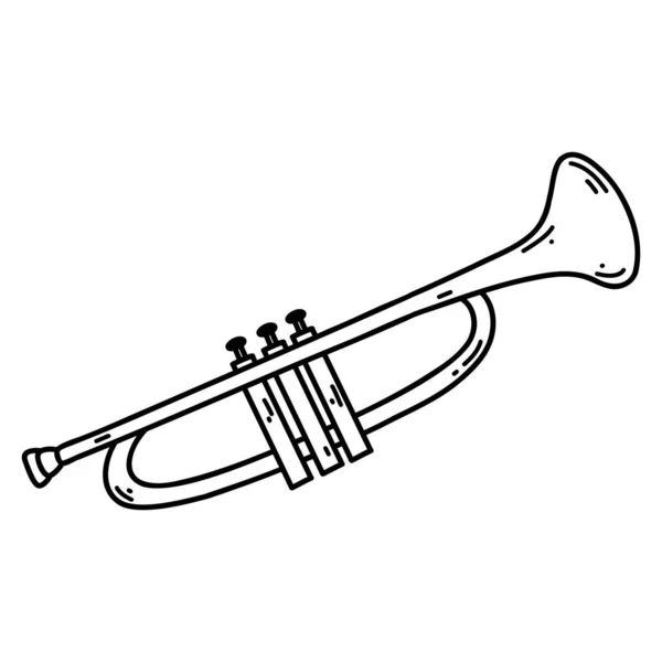 Doodle Trompet Pijp Vector Schets Illustratie Van Muziekinstrument Zwarte Outline — Stockvector