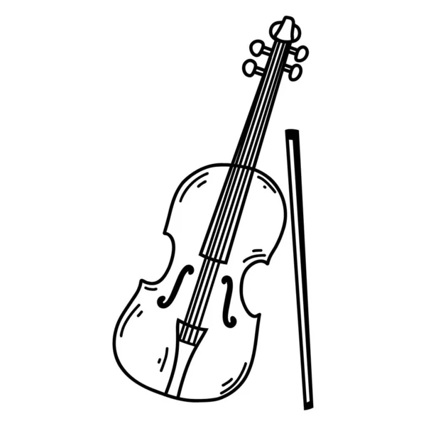 Doodle Geige Vektor Skizze Illustration Von Musikinstrumenten Schwarze Umrissgrafik Für — Stockvektor