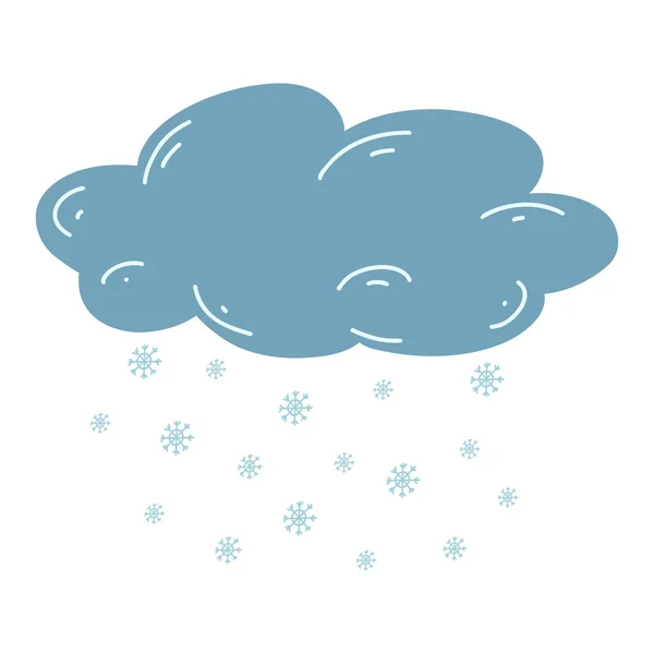 stock vector Cartoon hand drawn cloud with snow. Vector illustration of weather forecast, natural phenomena icons in childish style.