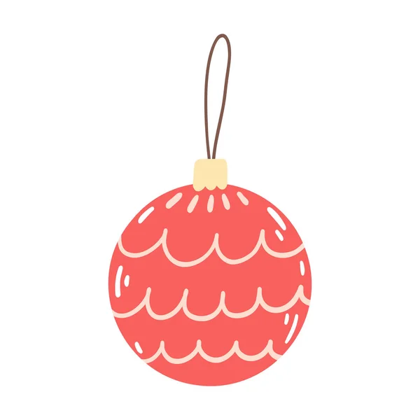 Χριστουγεννιάτικο Παιχνίδι Δέντρο Καρτούν Επίπεδη Στυλ Χειροποίητη Διανυσματική Απεικόνιση Της — Διανυσματικό Αρχείο