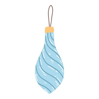 Çizgi film tarzı bir Noel ağacı oyuncağı. Yeni yıl süslemesi için el çizimi vektör çizimi, şenlikli dekorasyon.