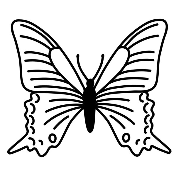 Χειροποίητη Πεταλούδα Εικονογράφηση Διάνυσμα Σκίτσο Μαύρο Περίγραμμα Τέχνης Του Εντόμου — Διανυσματικό Αρχείο