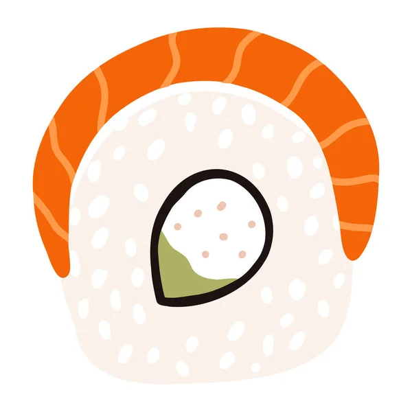 Sushi Nigiri Met Zalm Cartoon Platte Stijl Handgetekende Japanse Traditionele — Stockvector
