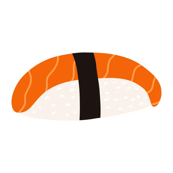 Sushi Nigiri Łososiem Kreskówkowym Stylu Ręcznie Rysowane Japońska Tradycyjna Kuchnia — Wektor stockowy