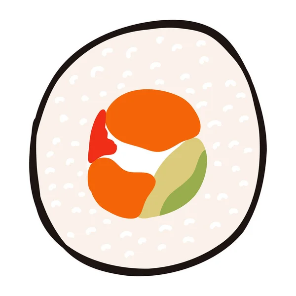 Sushi Estilo Plano Dibujos Animados Cocina Tradicional Japonesa Dibujada Mano — Archivo Imágenes Vectoriales