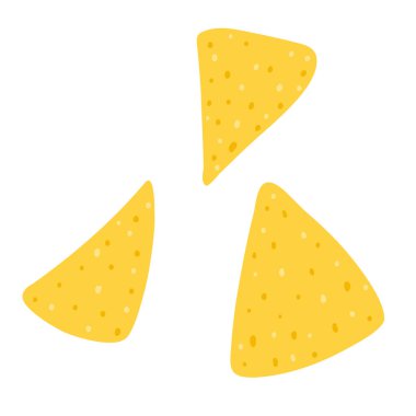 Çizgi film tarzında tortilla cipsi. Elle çizilmiş nachos tortilla, Meksika yemekleri..