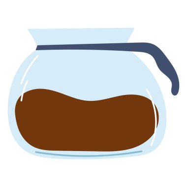 Glass coffeemaker pot in cartoon flat style. Hand drawn vector illustration of coffee machine.