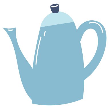 Hand drawn teapot icon. Flat vector illustration of kitchenware.