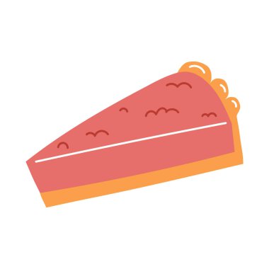 Pie piece in cartoon flat style. Hand drawn vector illustration of tasty cake slice, delicious pastry, baked dessert design element.