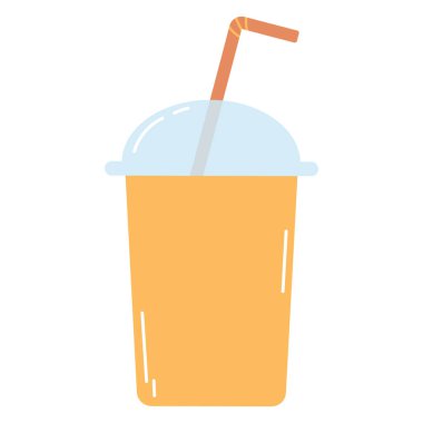 Hand drawn coffee paper cup. Flat vector illustration of reusable cup for hot and cold drinks, design element.