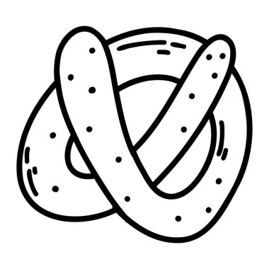 Hand drawn doodle pretzel. Vector illustration of sweet pastry, bun, bagel.