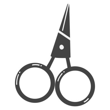 Needlework scissors in cartoon flat style. Hand drawn vector illustration of professional tool for craft, hobby.