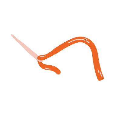 Needle with ribbon icon. Hand drawn vector illustration of needlework supply, concept of sewing, silk ribbon embroidery, handicrafts, hobby.