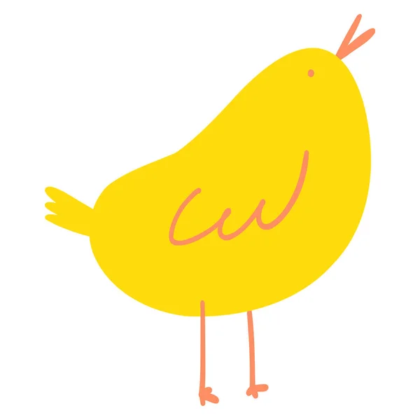 Słodki Kurczak Kreskówki Minimalistyczne Ręcznie Rysowane Zwierzę Gospodarskie Wielkanocne Pisklę — Wektor stockowy