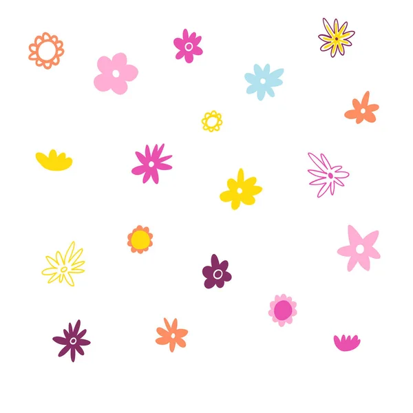 Plantes Abstraites Dessinées Main Illustration Vectorielle Fleurs Colorées Minimalistes Art — Image vectorielle