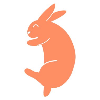 Minimalist paskalya tavşanı. Tavşan siluetinin vektör çizimi, kart için çiftlik hayvanı, baskı, poster, web tasarımı.