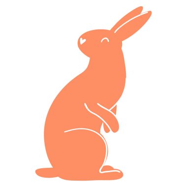 Minimalist paskalya tavşanı. Tavşan siluetinin vektör çizimi, kart için çiftlik hayvanı, baskı, poster, web tasarımı.