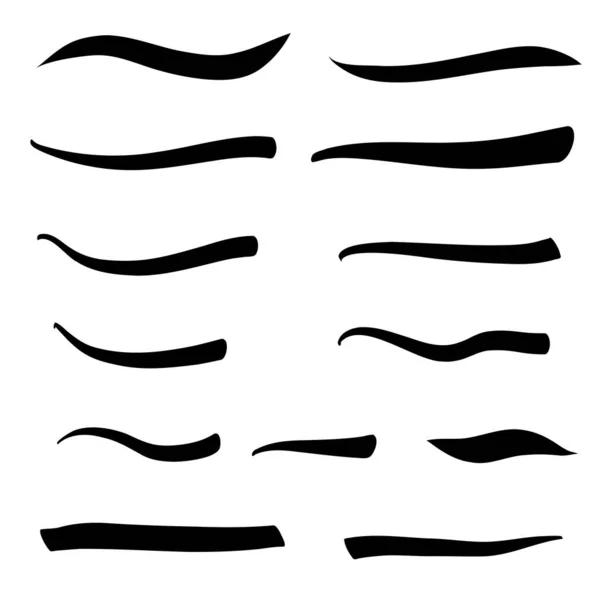 stock vector Set of swash hand drawn brush lines, underlines. Vector collection of calligraphic elements in doodle style. Swirl swoosh brushstroke.