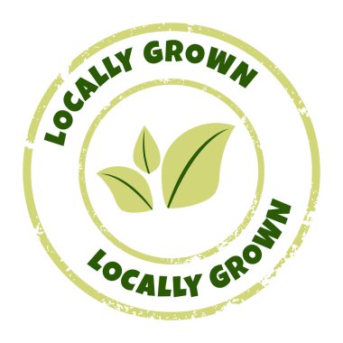 Yerel gıda etiketi. Vektör grunge rozeti, organik ve çevre dostu ürünler için pul. Dokulu eko, biyolojik, organik ve doğal ürünler çıkartması, logosu, mühürü.