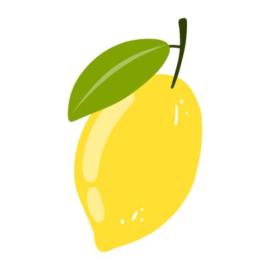 El çizimi limon ikonu. Lezzetli turunçgiller, sağlıklı yiyecekler, yaz taze meyveleri..