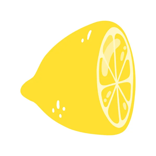 手でレモンの半分を描いた カットおいしい柑橘類 健康食品 夏の新鮮な果物のベクトルイラスト — ストックベクタ