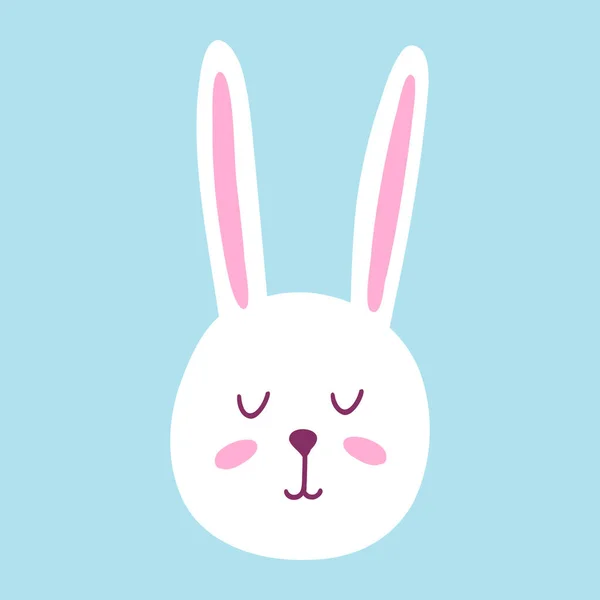 かわいい面白いウサギの顔 手描きベクトルカード 子供のデザイン 織物のイースターウサギの顔 — ストックベクタ