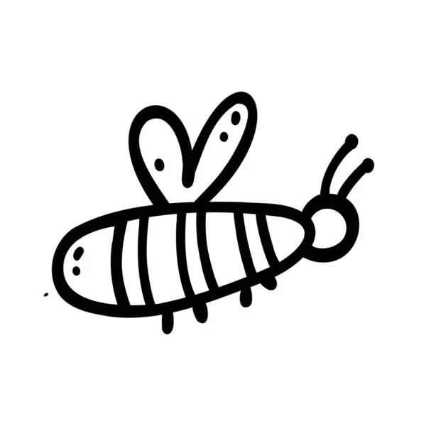 Abeille Dessinée Main Illustration Vectorielle Contour Insecte Pour Imprimer Carte — Image vectorielle