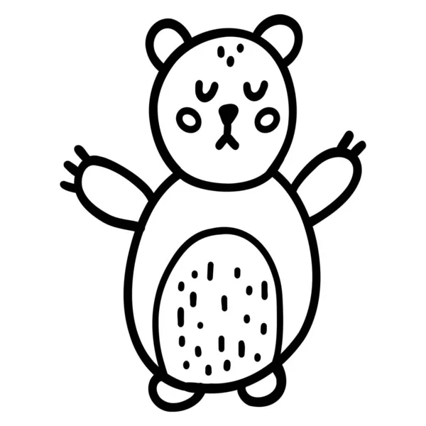 Urso Rabugento Desenhado Mão Ilustração Vetorial Animal Bonito Estilo Infantil — Vetor de Stock