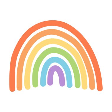 Cinsiyet eşitliğinin sembolü olarak el çizimi gökkuşağı, gurur ayı, lgbtq hakları. Vektör illüstrasyonu.