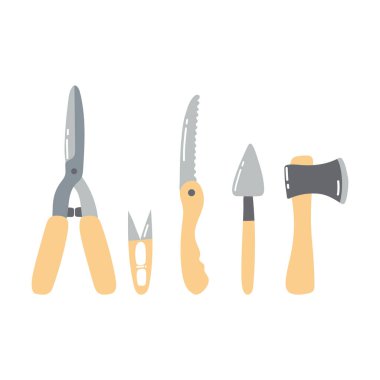 El yapımı bahçe aletleri. Bir dizi tarımsal ekipman