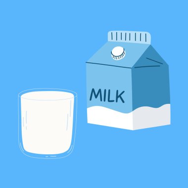 El yapımı paket ve bir bardak süt. Vektör düz resimleme