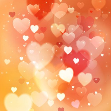 Delicate beautiful background in warm colors, a pattern of bright red and light hearts. Romantic illustration for Valentine's day. Ideal for presenting your holiday or advertising design.