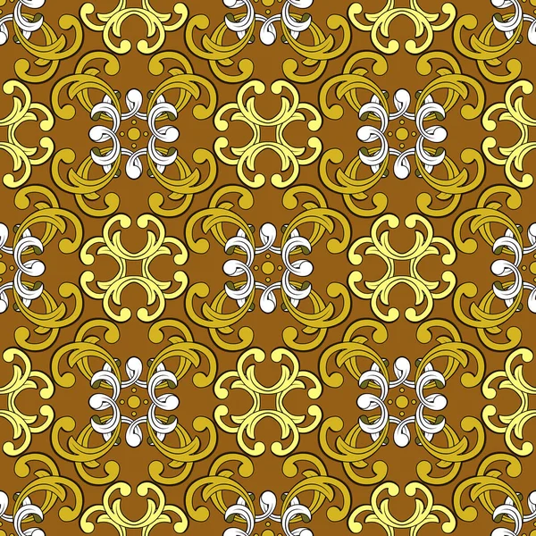 Patrón Sin Costuras Damasco Oriental Crisantemos Abstractos Impresión Con Elementos — Archivo Imágenes Vectoriales