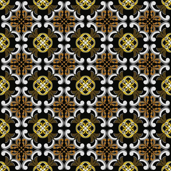 Abstract Vector Pattern Dark Tile Scandinavian Celtic Style Geometric Brown — Stock Vector