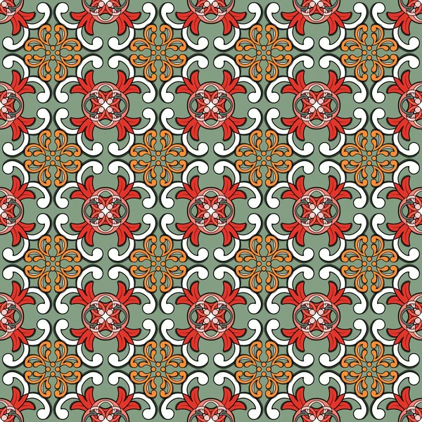 Farbenfrohe Abstrakte Geometrie Skandinavischen Oder Keltischen Stil Vektorfliese Mit Roten — Stockvektor