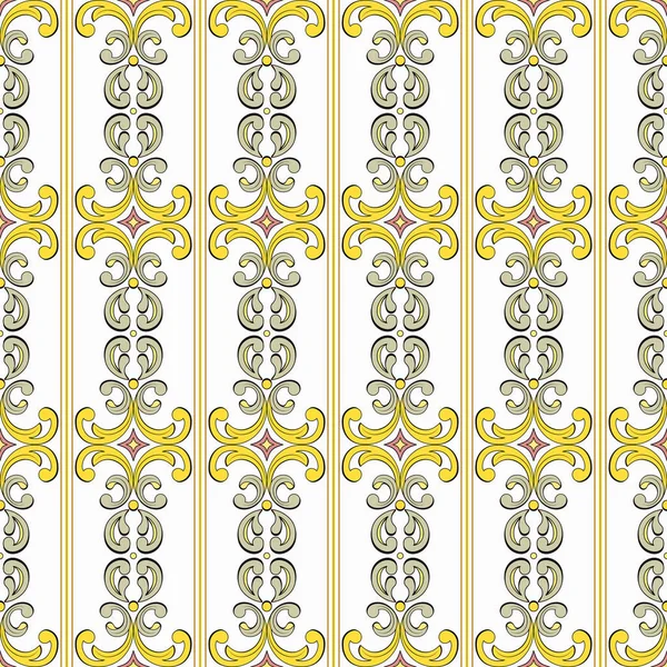 Seamless Light Print Abstract Vector Texture Oriental Damask Pattern Vertical — Stock Vector