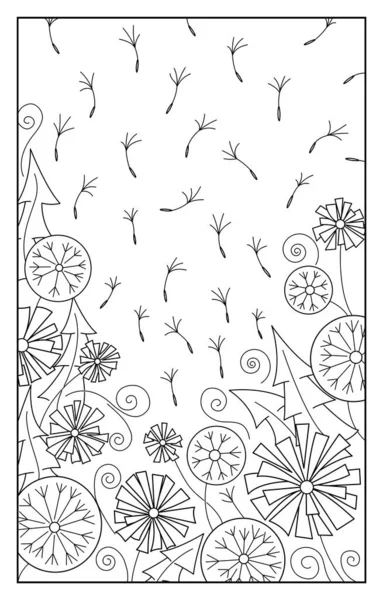 Illustration Florale Moderne Pissenlits Fleuris Peluches Volantes Une Belle Illustration — Image vectorielle