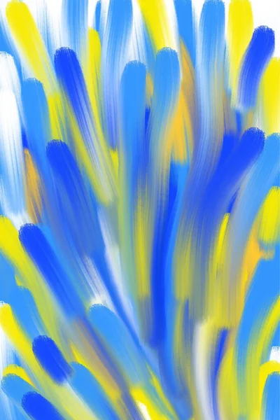 Bright colored background painted with fingers in acrylic paints. Beautiful screensaver in yellow, blue and white colors, modern stylish design. Ideal for any your bold design or advertising project.