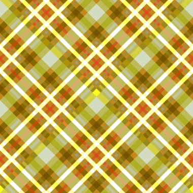 Zeytin rengi, sarı ve kahverengimsi tonlarda parlak mozaik damalı desen. Üstünde sarı çizgiler olan bir ekosenin çapraz vektör izi. Herhangi bir tasarım veya proje için ideal.