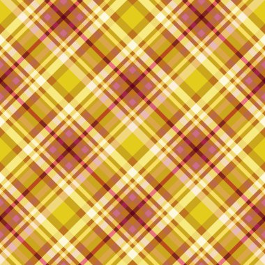 Sıcak kareli battaniye. Tertemiz sıcak desenler, sarı, sarı ve koyu kırmızı elementler. Çapraz geometrik iz. Kumaşlar, tekstil, hediye paketleme tasarımı ve basılı malzemeler için harika..