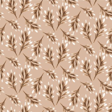 Soyut çiçek deseni, kahverengi ve beyaz dalların pürüzsüz dokusu, kum arka planı. Kumaşlar, tekstil, hediye paketleme tasarımı, basılı malzemeler, reklamlar ve diğer tasarımlar için harika..