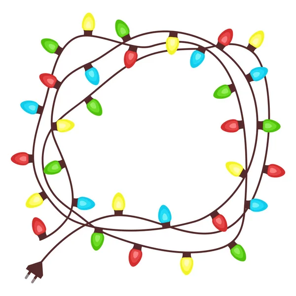 Vector Guirlanda Natal Com Luzes Coloridas Decoração Desenhos Animados Isolada —  Vetores de Stock
