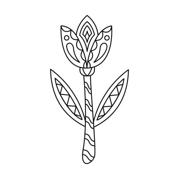 Contour Fleur Ornée Illustration Vectorielle Style Simple Tulipe Géométrique Linéaire — Image vectorielle