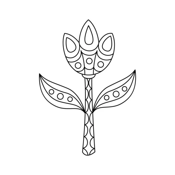 Contour Tulipe Naïve Illustration Vectorielle Style Simple Fleur Géométrique Linéaire — Image vectorielle