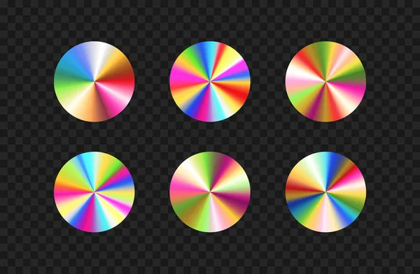 Holographisch Irisierende Sticker Vorlage Vektor Kreis Hologrammetiketten Mit Unterschiedlichem Farbverlauf — Stockvektor